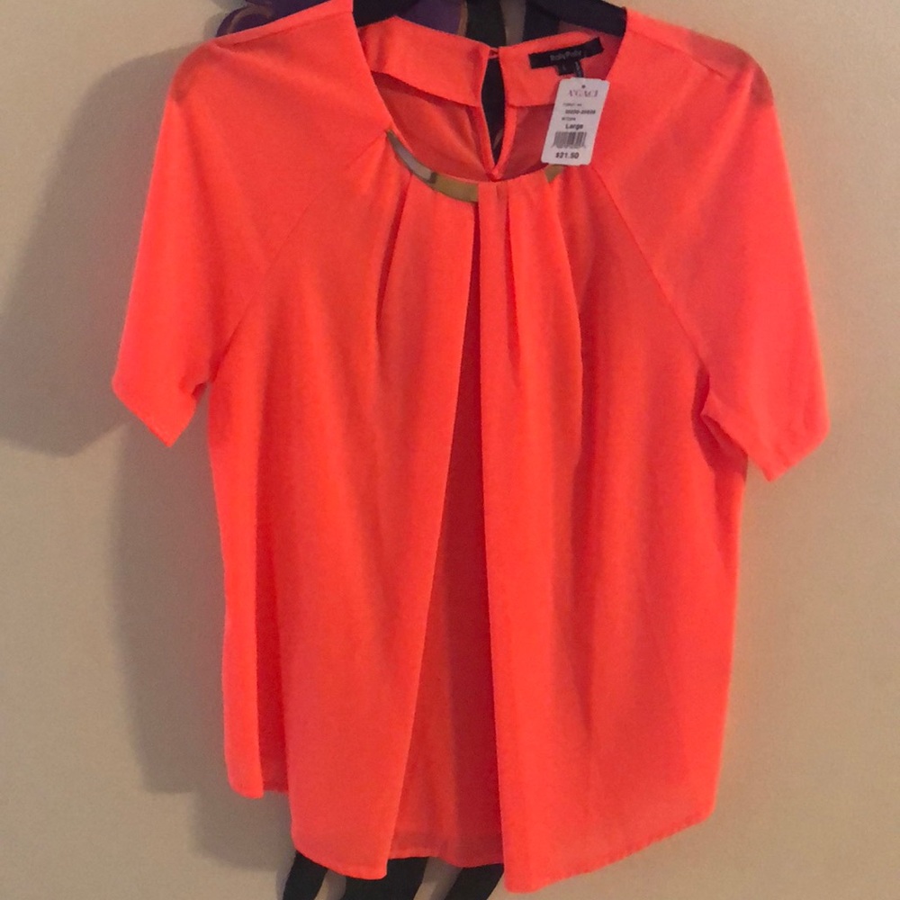 Bright coral pink short sleeve flowy blouse